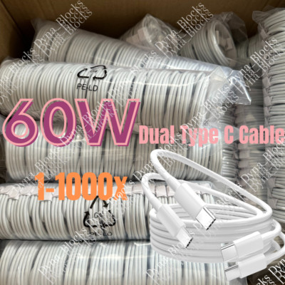 For Samsung iPhone 15 16ProMax 60W USB-C to USB C Cable Fast Charger PD Cord Lot