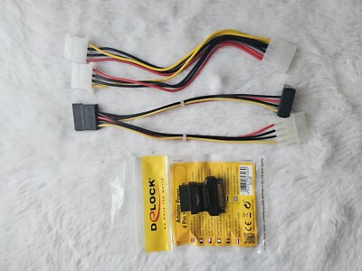 SATA und Molex Power Kabel Set   2x 15-Pin SATA Buchse zu 4-Pin Molex Adapter ..