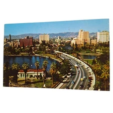 Postcard Wilshire Boulevard Through General Douglas Mac Arthur Park Los Angeles