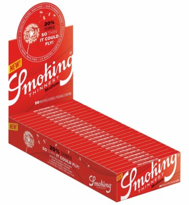 25 Smoking Thinnest Red Medium 1-1/4 Roll Your Own Cigarette Rolling Papers  3118