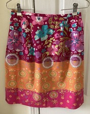 Vintage 90s Pine Cove Boho Pink/Multi Floral Cotton Skirt Made in USA Size 6