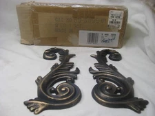 ornate metal leaf style scroll finial back mount attachment curtain hardware ?