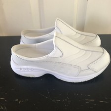 Easy Spirit Traveltime Leather Clogs White Size 5