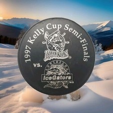 1997 KELLY CUP SEMI-FINALS PEORIA  RIVERMEN VS LOUISIANA ICE GATORS HOCKEY PUCK