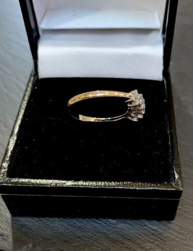 9ct Y Gold .20ct Diamond Two Row Fancy Set Cluster Eternity/Dress Ring. UK J.5. - Picture 7 of 17