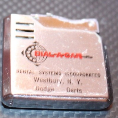 1950s Cigarette Advertising Lighter Dial-a-Car Rental Dodge-Dart-Valiant-Chrysle 