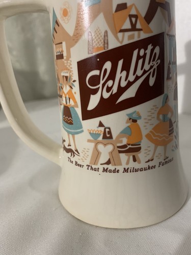 Vtg SCHLITZ Beer Stein / Mug "The Beer That Made Milwaukee Famous" 6” - Picture 10 of 10