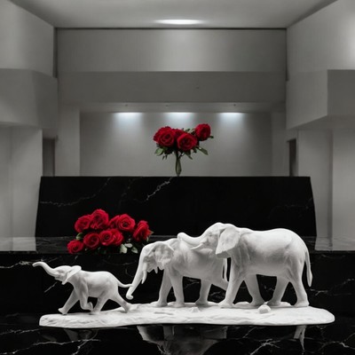 Lladro We Follow in Your Steps Elephants Sculpture - White 01009295
