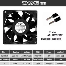 90mm 92mm x 38mm AC 110V 115V 120V 220V Dual Ball Bearing EC Brushless axial fan
