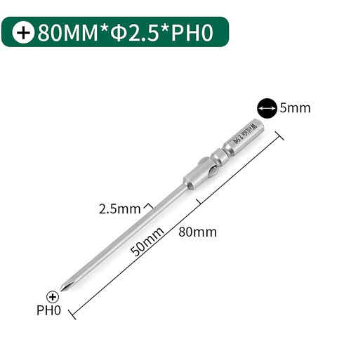 6mm Round Shank Magnetic Screwdriver Bit Phillips PH00 PH0 PH1 PH2 Long 50-150mm - Picture 47 of 55