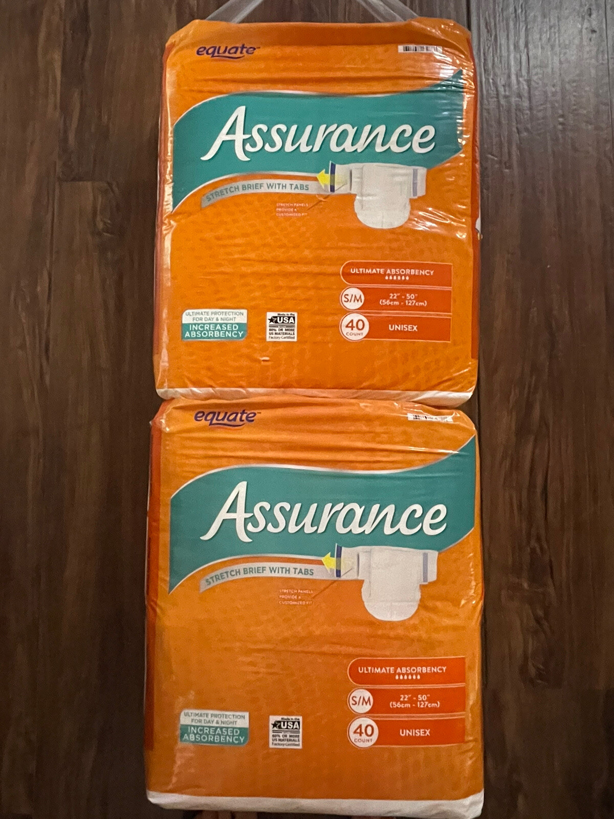 Assurance Stretch Unisex Briefs with Tabs Small/Medium, 40Pack for