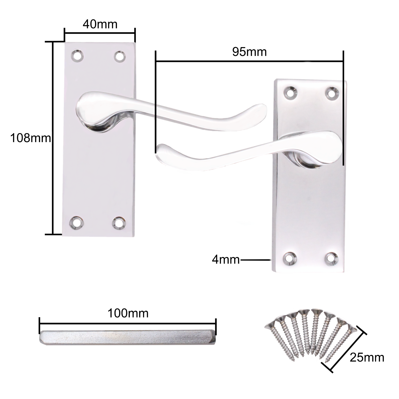 Victorian Scroll Door Handles Lever Latch Lock Bathroom Chrome Brass