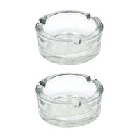 2X Dicke Glas Aschenbecher Rund Ascher Glasascher Balkon Aschenbecher