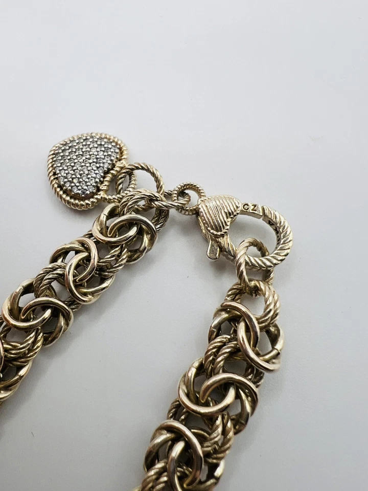 Judith Ripka Circonita cúbica Verona revestido de oro rosa 925 cadena pulsera corazón encanto Foto 4 de 4