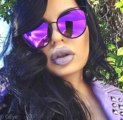 Big Round Metal Cat Eye Technologic Cideral Open Frame Glasses Sunglasses 4052 L