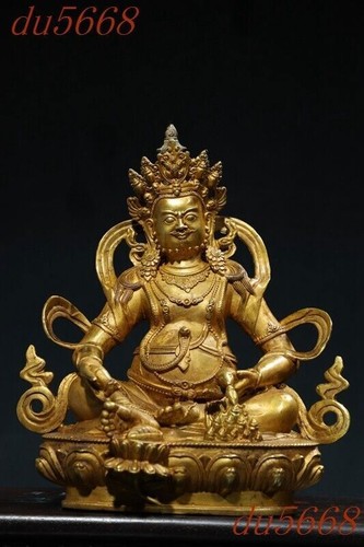 12.4"Tibetan Buddhism temple bronze Gilt Yellow Jambhala Mammon Buddha statue
