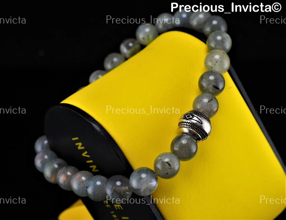 ➤ Новый Invicta подлинный ювелирных изделий лабрадорита граната бисер серый и серебряный браслет - Изображение 3 из 4