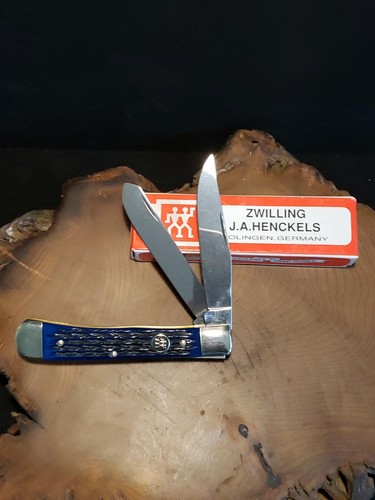 ZWILLING J.H. HENCKELS 2 BLADE Trapper SOLINGEN KNIFE HK-0005-BP Blue bone
