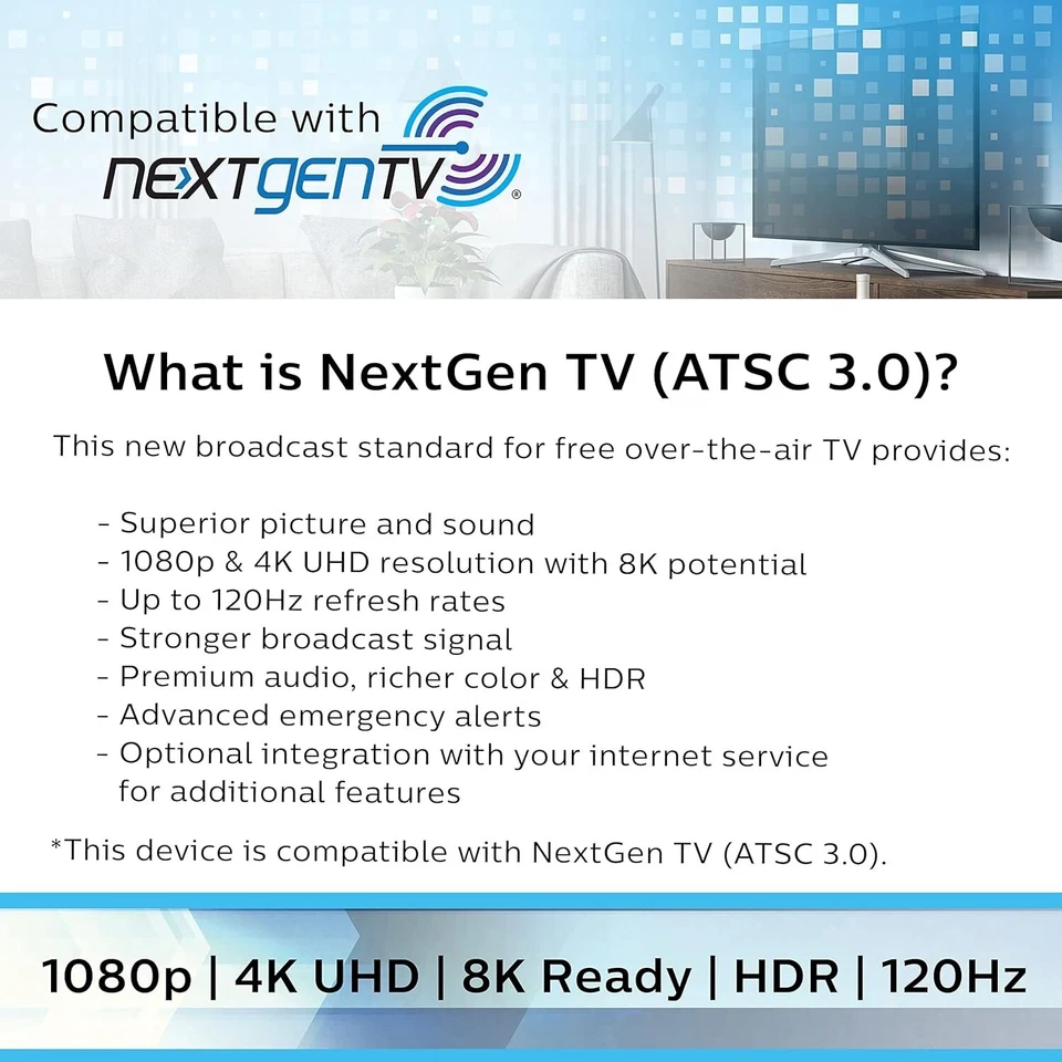 ONN Outdoor HD Antenna Signal Booster Amplifier NEXTGEN ATSC 3.0, 4K UHD HDR - Image 3 of 4