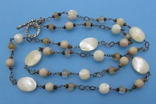 Silpada Sterling Silver 925 Mother of Pearl Stone Long Layering Beaded Necklace