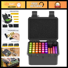 58-Slot Waterproof Battery Case Holder with Tester for AA AAA CR2032 - Outdoor S