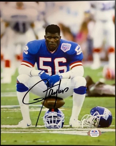 LAWRENCE TAYLOR NEW YORK GIANTS SIGNED AUTOGRAPHED 8X10 PHOTO HOF PSA COA G
