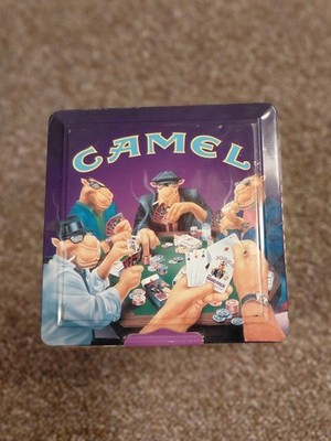 Poker Set Playing Cards & Poker Chips in Metal Tin Camel Joe Collectible New