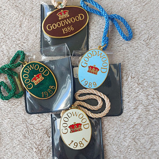 Goodwood horse racing Event enamel Badges/Passes with Lanyards 1986 1989 (4)