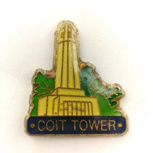 Vintage Coit Tower San Francisco California Souvenir Lapel Pin Gold Tone Enamel