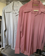 VTG 70s LOT 2 Long Sleeve Button Down Capri California David Langman Red Blue LG