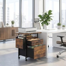 Rolling File Cabinet-Rust Brown