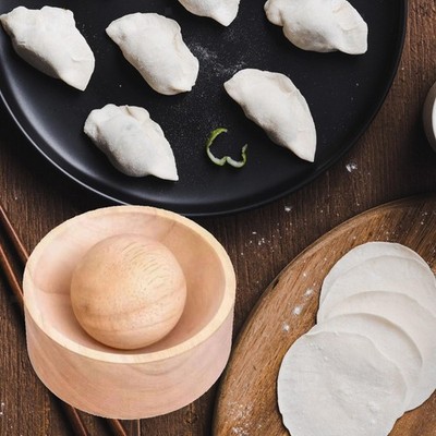 Wood Dumpling Press Tool Pastry Presser Quick Wrapper 4cm Roller Ball for Spring