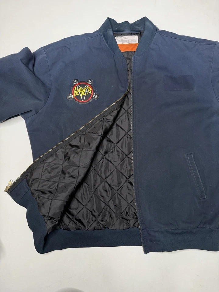 Chaqueta de Trabajo Mecánico Banda Heavy Metal Slayer Vintage Azul Marino | Grande Foto 4 de 4