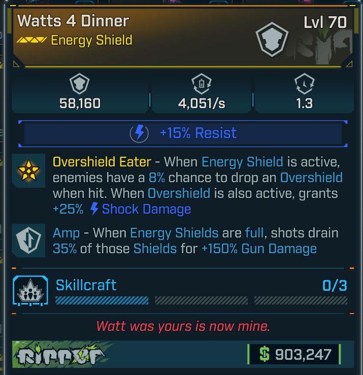 Borderlands 4 OP⭐  WATTS 4 DINNER SHIELD⭐150% AMP ⭐ PC/XBOX/PS4/PS