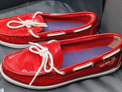 Cole Haan Nantucket Leather Boat Casual Moc Red Clean Comfort Chic Vint Boho 8