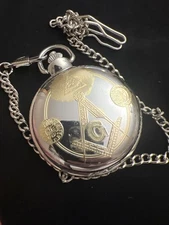 Masonic Quartz Pocket Watch Great Look Running New Battery