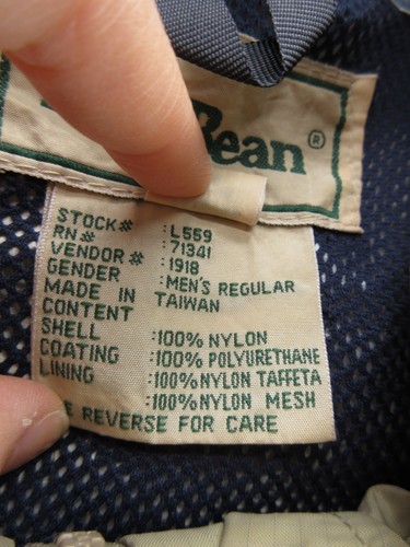 VINTAGE LL Bean Jacket Men Medium Beige Rain Coat Trench Vented Hoodie 80s 90s * - Picture 16 of 18
