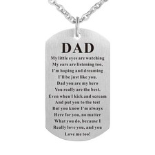 Father's Day Birthday Gift Jewelry for Father Dad Dog Tag Keychain Pendant Neckl