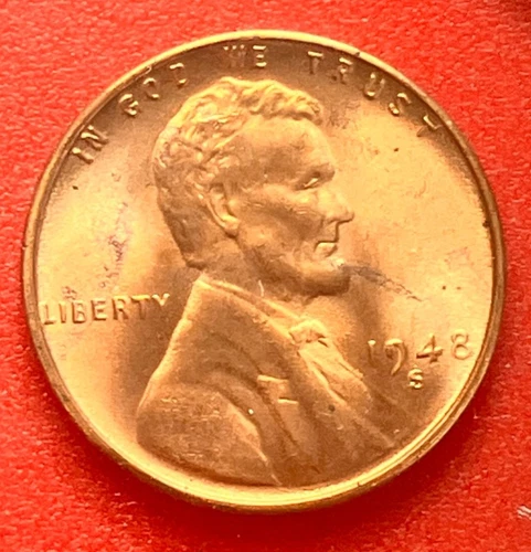1948-S Lincoln Wheat Cent Penny GEM RED BU From an Original Bank Roll