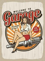 Holzschild 40X30 Cm Pinup Welcome To Garage Mechanic On Pin Up Deko Geschenk Hol