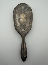 Vintage Silver Plate Vanity Hair Brush Ornate Floral Repousse Design 8