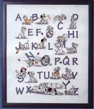 Quadro ABC Alfabeto Carica dei 101 Dalmata Schema Punto Croce Disney Raccolta
