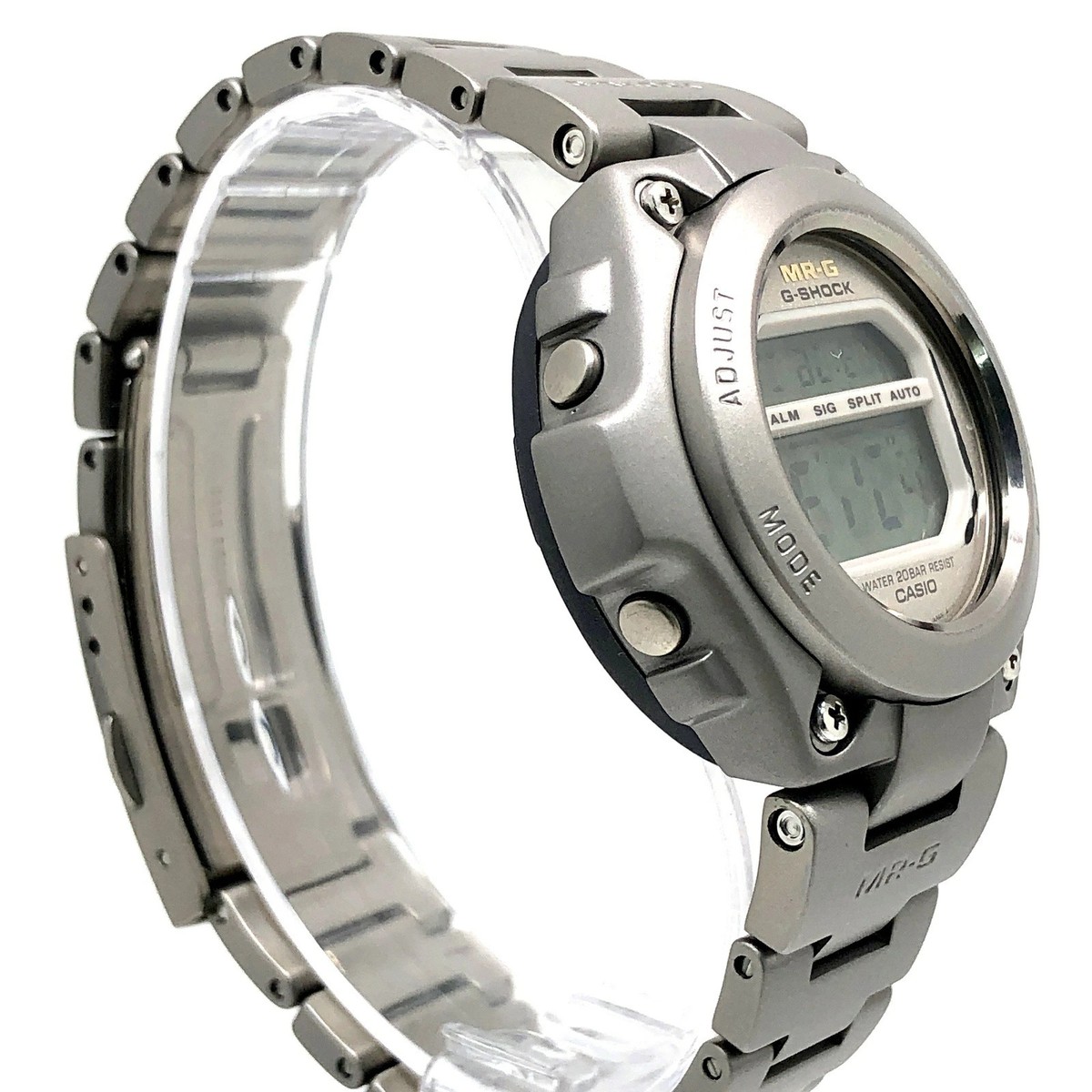 G-SHOCK MRG-100T-8 Titanium Digital Watch Gold Dial Silver Band