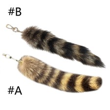 Artificial Raccoon Tail Keychain Key Holder Plush Tail Charm Keychain for Bag