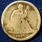 1837  Seated Liberty dime- no stars- Large date