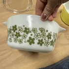 Pyrex 474-B Vintage Spring Blossom Crazy Daisy White 1.5Qt Casserole with Lid