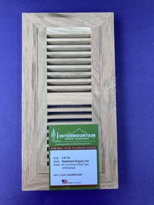 4'' X 10''  INTERMOUNTAIN  RED OAK FLUSH MOUNT FLOOR VENT (NO DAMPER) - SHIPS FREE
