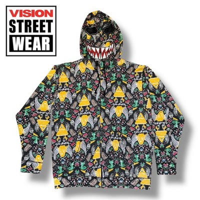 Vision Street Wear Full Zip Up Monster Face Hood Large (volcom Ryan Sheckler)