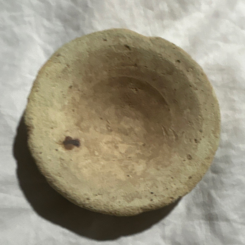 Carved Tan Stone Bowl-Shaped Specimen Fossil or Mineral Concave Piece