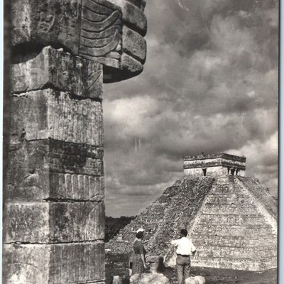 c1940s Chichen Itza Ancient Mayan Pyramid Serpiente y Castillo Temple Ruins A347